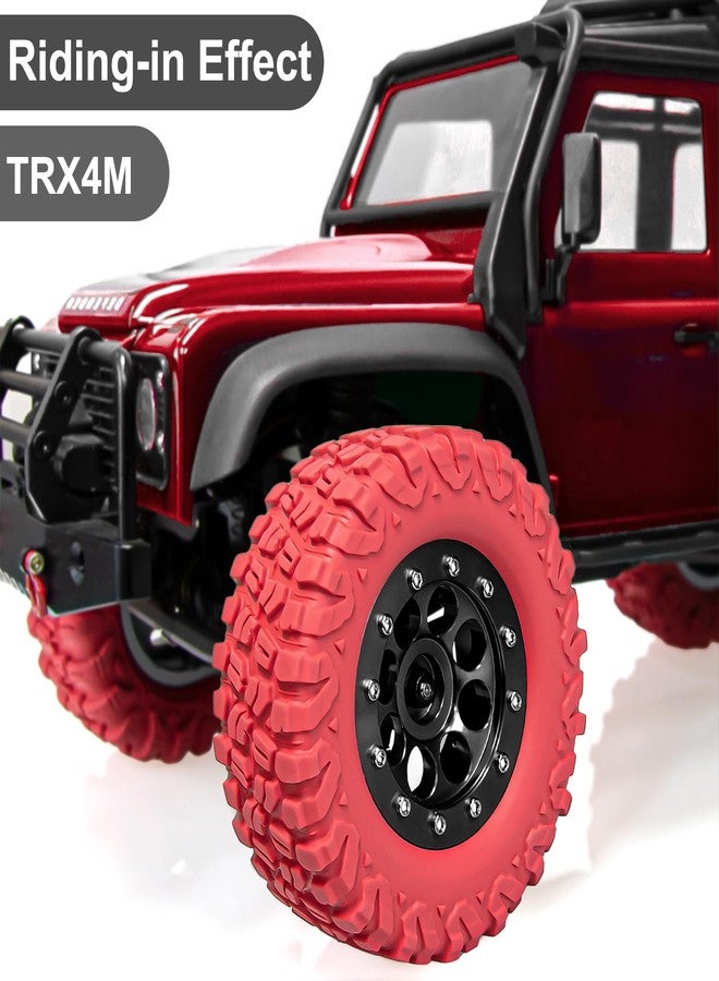 LRFHL SCX24 Wheels 1.3 Beadlock Wheel and Tires for 1/18 1/24 TRX4M SCX24 Upgrade, Colored 1.3 Crawler Tires RC Crawler TRX4M Wheels (4PCS, Red) - Image 2